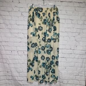 Alberta Ferretti Cream and Blue Floral Maxi Skirt
